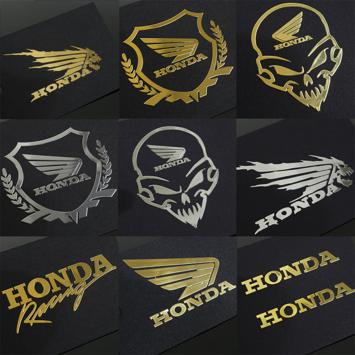 Honda Motorcycle Metal Sticker Honda Logo Skull Badge Wings Decal