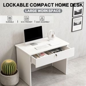 Desk with drawers Computer Desk Small Table With Lock Simple Bedroom Office Student Desk