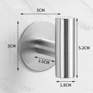 Stainless Steel Robe Hook Adhesive Wall Hook Towel Hook for Bathroom Kitchen Garage Heavy Duty Wall Mounted Kitchen Hardware