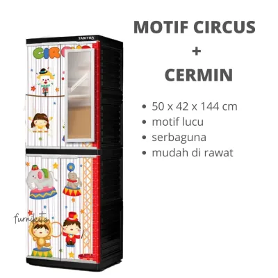 LEMARI PLASTIK TABITHA SUSUN 4 FULL KUNCI KARAKTER DAN UKIR CLASSIC [TABBOX]