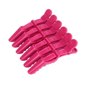 LONGB 6Pcs Chuyên nghiệp Kẹp tóc cá sấu Đen Nhiều màu sắc Kẹp tóc nhựa Độ bám chắc chắn Kẹp tóc làm tóc Dụng cụ tạo kiểu tóc