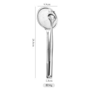 2-in-1 Stainless Steel Strainer Clip Oil Filter Grid Scoop Fryer Tongs Frying Mesh Kitchen Colander Spoon with Clip 厨房不锈钢漏勺带夹