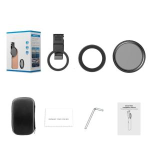ND2-ND400 Lens for Phone 16 15 14 13 Phone Camera Lens ND Filters with Clip and Adapter Rings 11 Stop Adjustable