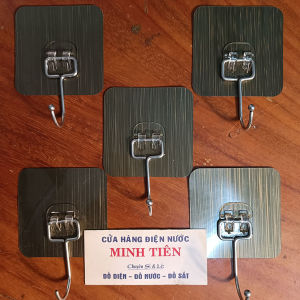 [5 cái]  Móc treo đồ dán tường miếng dán bằng nhựa trong miếng dán bằng bạc móc treo bằng Inox siêu dính chịu lực tốt