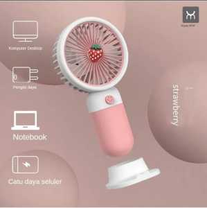 PROMO Kipas Angin Genggam Mini Portable Bentuk Buah Bahan Silikon Warna Permen Untuk Outdoor Mini Fan