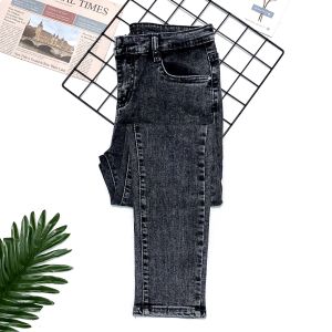 Quần jean nữ lưng cao màu xám khói đen Quần jean nữ lưng cao GOZ quần bò cạp cao trơn dài skinny jeans bigsize từ 40-100kg