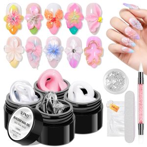 Gel tạo hình móng 3D bộ 4 tuýp gel đặc dùng để tạo hình móng. Bộ dụng cụ tạo hình điêu khắc và tạo khuôn cho người mới bắt đầu dùng tại nhà (màu trong suốt trắng màu da và hồng).
