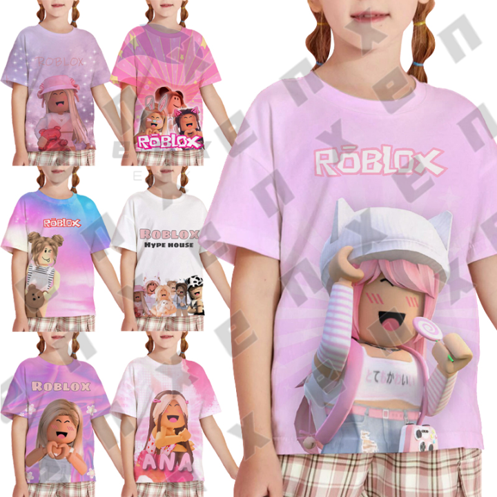 ENX Robloxs Kids Baby Shirt Fashion Girls Short Sleeve Top Robloxs