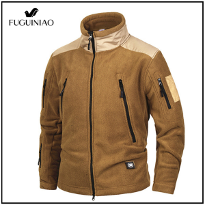 FUGUINIAO New Mens Long Sleeve Tactical Jacket with Velvet Outdoor Winter Clothes Sportwear Set (S-5XL)