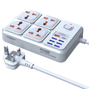 Moxom MX-ST15 ( ST15 ) PD20W/QC18W 12in1 UK Plug Power Strip 2M/3M with 4 Outlets 7 USB 1 Type-c 2500W Max Power Socket
