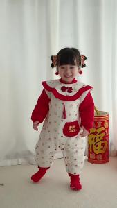 Baby jumpsuit for winter thickened and warm red suitable for babies during the Year of the Horse pure cotton for going out a Modern Chinese-style New Years greeting attire