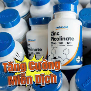 Thực Phẩm Bổ Sung NUTRICOST ZINC PICOLINATE 50mg (120 viên) - Hỗ Trợ Tăng Cường Đề Kháng Chắc Xương Sinh Lý - - Tăng cường khả năng sinh sản - Cải thiện giấc ngủ - Tăng chức năng miễn dịch - Phục hồi nhanh hơn