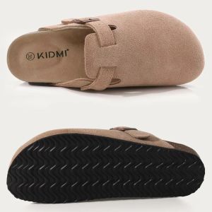 Asgard Womens Genuine Leather Clogs Soft Cork Footbed Cow Suede Mules With Adjustable Strap Fashion Comfort Slip on Slippers