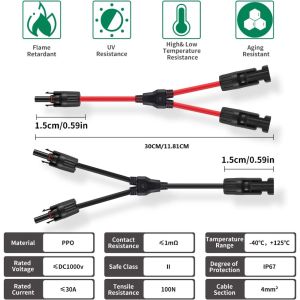 MC4 Solar battery plate connector Y Branch Cable Connection Adaptor