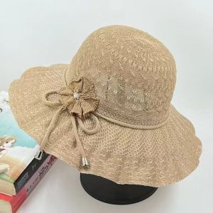 GENENIC Breathable Summer Sun Hat UV Protection Bowknot Floral Beach Cap New Flower Wide Brim Hat Women