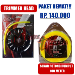 PAKET HEMAT! senar mata pisau 100 METER + nylon rope mesin potong rumput 2 tak