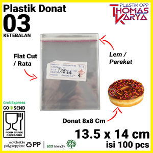 Plastik OPP Seal Donat 135x14 Tebal Isi 100 Kemasan Roti Manis Kue Lem