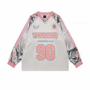 T-SHIRT THEAONES PITA JERSEY LENGAN PANJANG JERSEY OVERSIZE 90 WITH COQUETTE