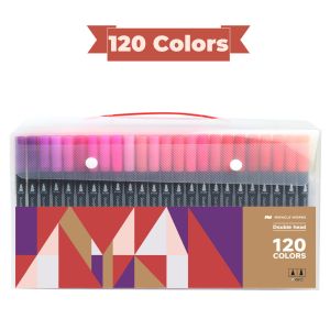 24/36/48/60/80/100/120 Colors Black Penholder Watercolor Brush Pen Set Dual Tip Highlighter Markers