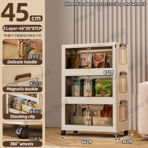 L70CM/55CM/45CM 5/6 Layers Foldable Storage Cabinet Multipurpose Double Storage Cabinet Foldable Stackable Storage Box 2 Doors Storage Box/Kitchen storage/Bookcase