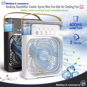 WG Desktop Humidifier Cooler Spray Mist Fan Usb Air Cooling Fan with 7 Colors LED Light