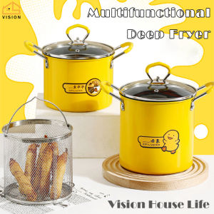 Vision Nồi Chiên Sâu Lòng Chống Dính Nồi Chiên Nhỏ Tiết Kiệm Dầu Kèm Rổ Lọc Nồi Chiên Tempura Gia Dụng Chảo Có Dây Chiên Sâu Đa Năng