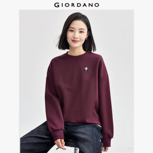 GIORDANO Women Sweatshirts Small Animal Embroidery Sweatshirts Crewneck Long Sleeve Simple Fashion Casual Sweatshirts 05325842