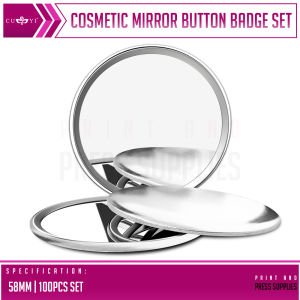 PP Supplies - CUYI 58mm Cosmetic Mirror Button Badge Blank - 100pcs for DIY