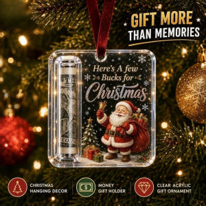 Christmas Acrylic Money Pocket Ornament Santa Cash Holder Christmas Hanging Decor Christmas Gift