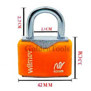 Gembok Multifungsi WILMER Body Lapis Karet dengan Kunci 3pcs - Warna Orange