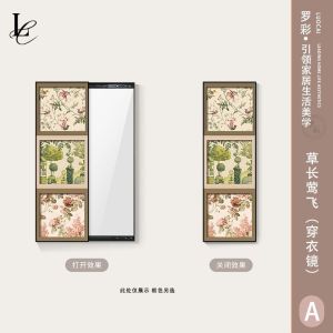 Wall Mirror Full Length Mirror With Storage Dressing Mirror With Stand Dressing Mirror Full Body Mirror Wall Mount Mirror With Rack Closeable Hidden Entryway Decorative Painting 镜子全身