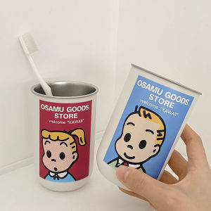 Cốc bàn chải đánh răng hoạt hình dễ thương với thiết kế bằng thép không gỉ cho chăm sóc răng miệng hàng ngày