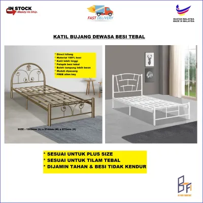 READY STOCK KEDAH Modern Single Bed Frame 100% Metal Rangka Katil Besi Tebal Bujang Dewasa Bedroom Furniture Perabot