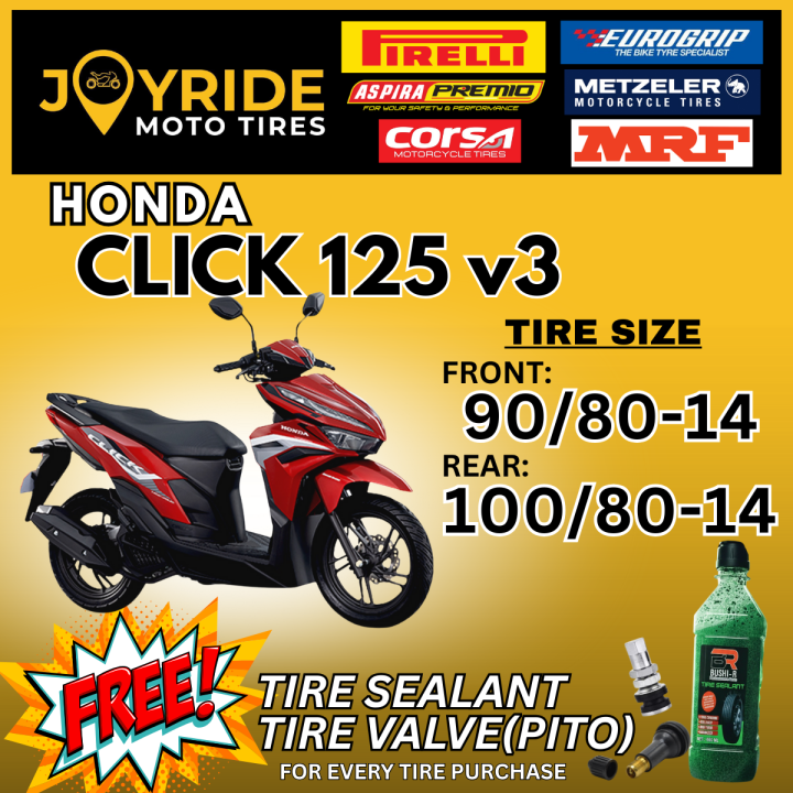 HONDA CLICK 123 v3 / CLICK 150i Set Tires 90/80-14 & 100/80-14 tubeless ...