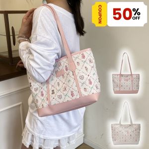 ZEFAN 【COD】การ์ตูนพิมพ์ความจุขนาดใหญ่กระเป๋า Tote ผู้หญิงกระเป๋าแฟชั่นใหม่กระเป๋าใต้วงแขนเดินทางกระเป๋าสะพาย