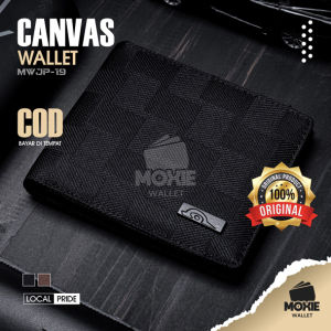 Dompet Lipat Pria Cowok Remaja Keren Slim Kekinian Premium Canvas Wallet MWJP19 Bahan Kanvas Motif Polos Banyak Slot