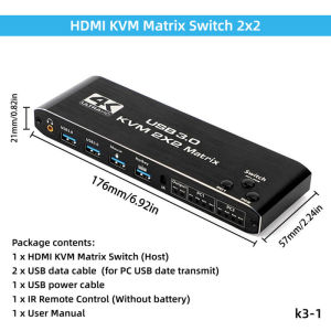 Dual Monitor 4K HDMI KVM Switcher 2x2 For 2 PC Share Monitor USB