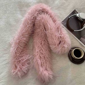 GOXBERK Pure Color Imitation Fur Scarf Harajuku Warm Plush Shawl Simple Fur Collar Y2K Scarves Women/Men