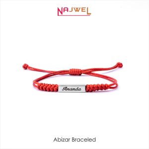 Abizar Bracelets - Gelang Tali Ukir Nama Couple Merah dan Hitam Premium Anti Karat Asli Tidak Pudar