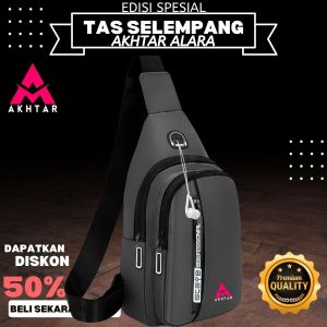 Tas selempang Bahu Casual Lubang Earphone Waistbag Airphone Tas Punggung Pria Akhtar Alara