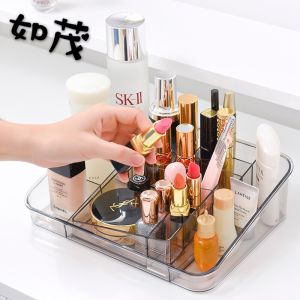 2 in 1 Clear Acrylic Cosmetic Storage Makeup Display Organizer Box Lipstick Holder Stand Make Up Rack Brush Eyeshadow Nail Polish Case Container