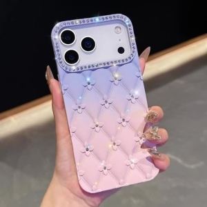 ซองศัพท์หรูหราลายเพชรรูปสี่เหลี่ยมผืนผ้าสำหรับ iPhone 17Air 16E 15 14 Plus 13 12 11 Pro Max ป้องกันการกระแทก