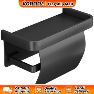 【Fast delivery】 Wall Mounted Tissue Roll Holder with Shelf Bathroom Tissue Roll Holder No Drill Installation Tissue Holder for Bathroom