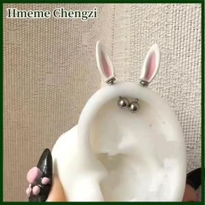 Hmeme 1Pair Cartoon Cute Rabbit Ears Ear Bone Nail For Women Girls Fashion Personalized Piercing Earrings Jewelry Accessories Gifts
