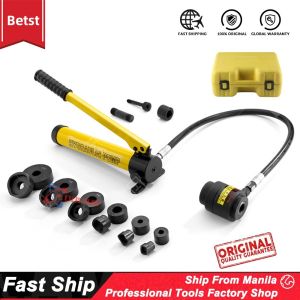 11 Ton Hydraulic Knock Out Punch Driver Kit Hole Tool Hand Pump (Black/Yellow)