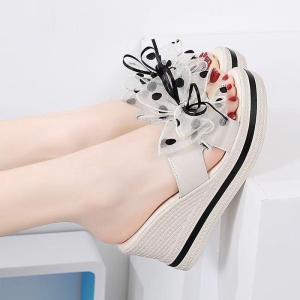 Free Shipping 2026 Spring/Summer Bowknot Rhinestone Soft-Soled WomenS Slippers For Home And Outdoor Use Height-Increasing Slip-On Thick-Soled Shoes