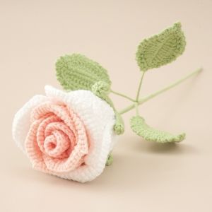 ALLLUCK Chiều dài 45cm Hoa móc Hoa hồng lớn Làm thủ công Đan hoa Sáng tạo Thực tế Bó hoa móc len Trang trí nhà cửa