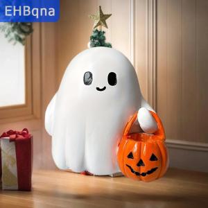 [COD] EHBqna SPORTS รูปปั้นผีน่ารักรูปปั้นผีฮาโลวีนรูปปั้นฟักทองรูปปั้นผีฮาโลวีนน่ากลัวทำจากเรซินของตกแต่งบ้านเดสก์ท็อป