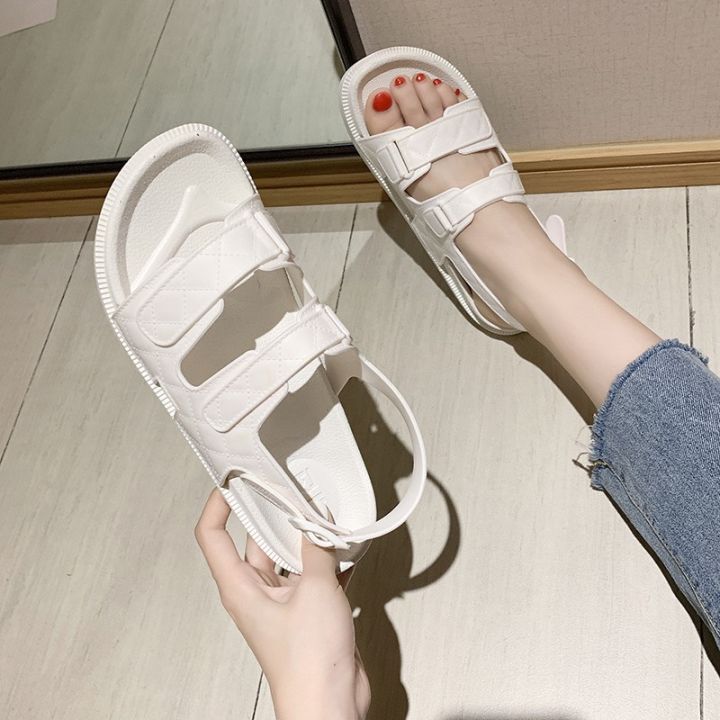 Sandal nữ thời trang 2 quai ngang kẻ caro có 2 màu