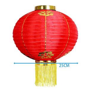 2PCS Lampion Polos Kain Sutra Lampion Topi Lampion 100 Fuk Lampion Gambar Tahun Baru China